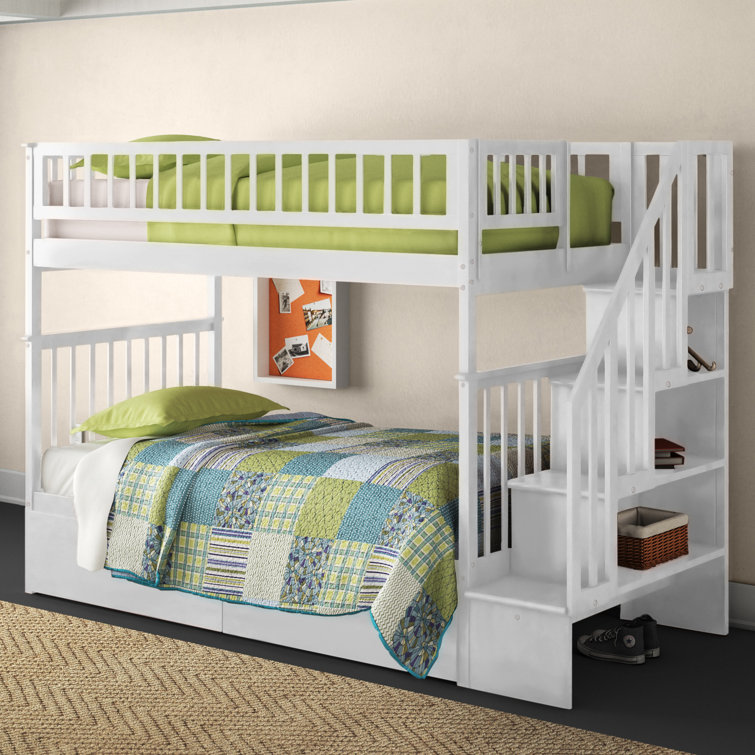 Three Posts™ Baby & Kids Shyann Heavy Duty Wood Safety Staircase Bunk